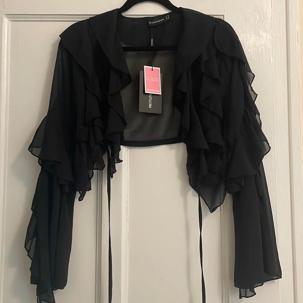 PLT cropped ruffle top